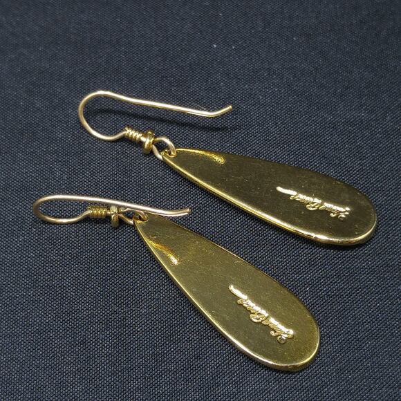 Vintage Laurel Burch Geometric Design Earrings, Gold Plated, 1980s Jewelry - Picture 3 of 10